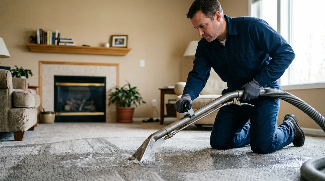 Water damage restoration technician working near Cowgill, MO